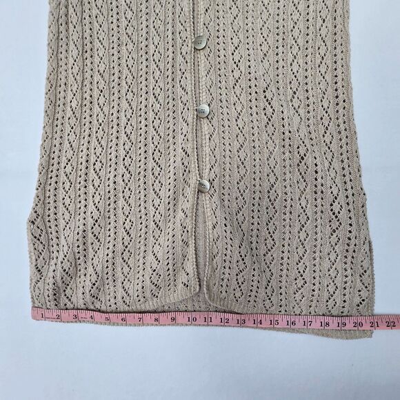 Valerie Stevens Women’s M Beige Linen Cotton Sleeveless Longline Cardigan Vest - Picture 14 of 14